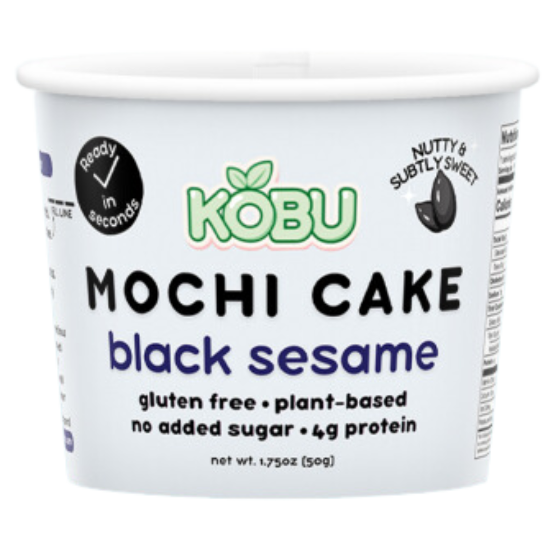 Front view of black sesame mochi cake cup